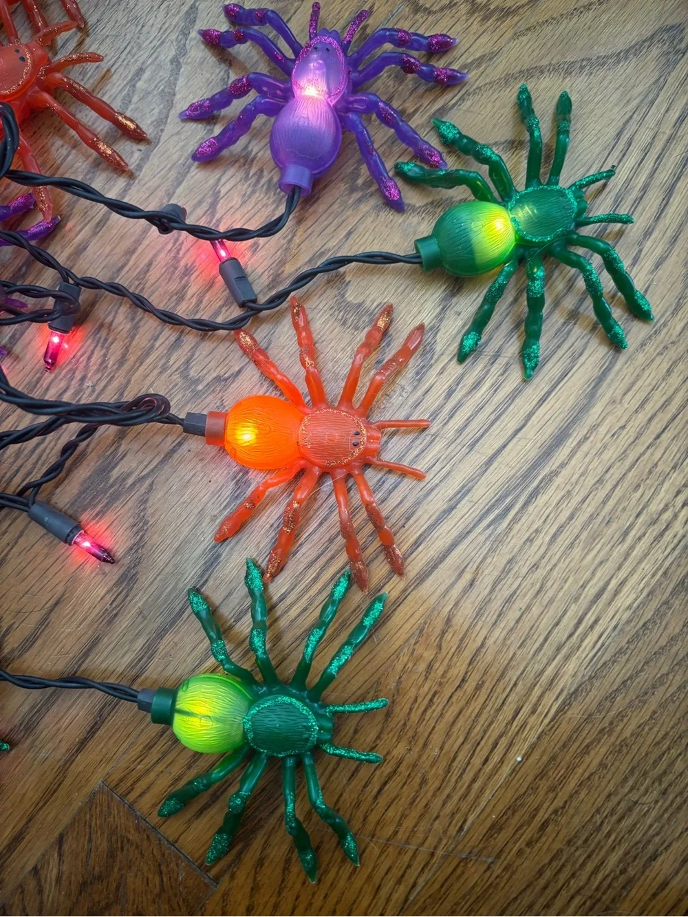 Halloween Tarantula Spider String Lights - Purple, Orange, Green Unused No Box